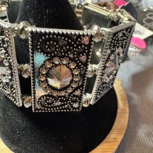 Paparazzi Silver and Black Statement Bracelet